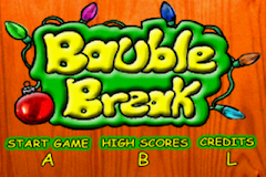 BaubleBreak (Homebrew) — Title screen